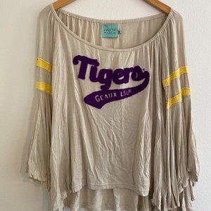 Judith March Top Size Medium LSU Tigers Hi Low Hem Bell Sleeve Oversized